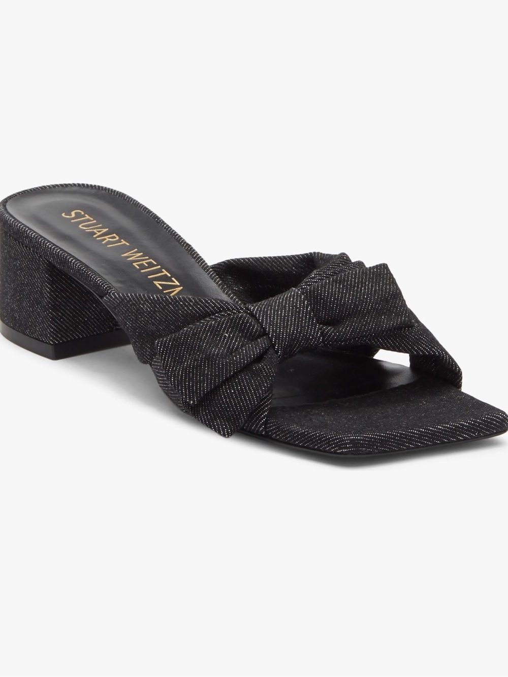 Stuart weitzman black denim slide sandals size 10.5
